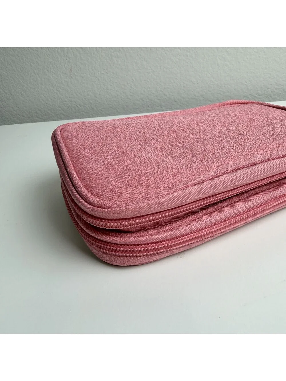 Pink Travel Electronics Organizer Case Cable Charger Cord Storage Wrist Strap